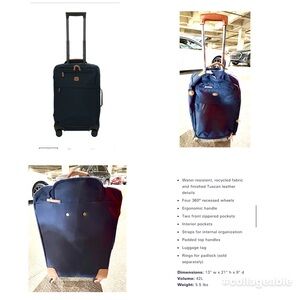 Bric's Blue and Brown Luggage Travel Bags with Telescoping Handle a